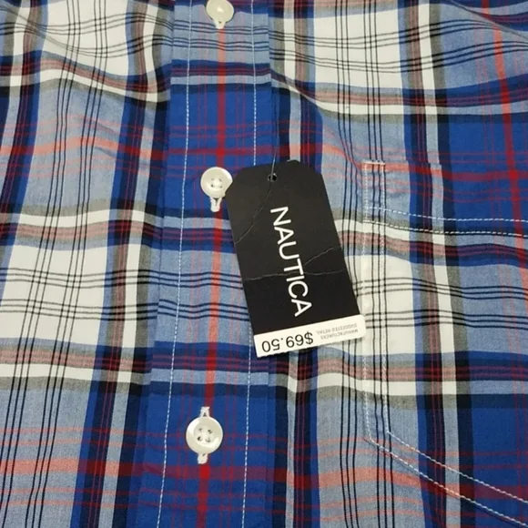 Nautica plaid long sleeve button down M - Picture 2 of 5